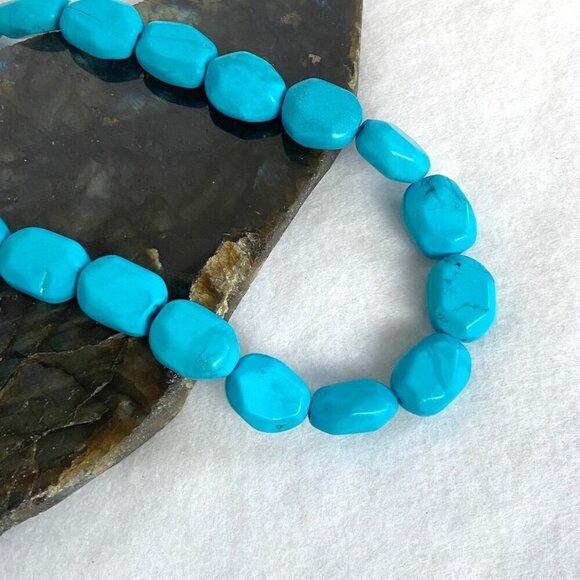 Sterling Silver 925 Southwest Style Chunky Beaded Dyed Turquoise Necklace 17.5" - Picture 12 of 16